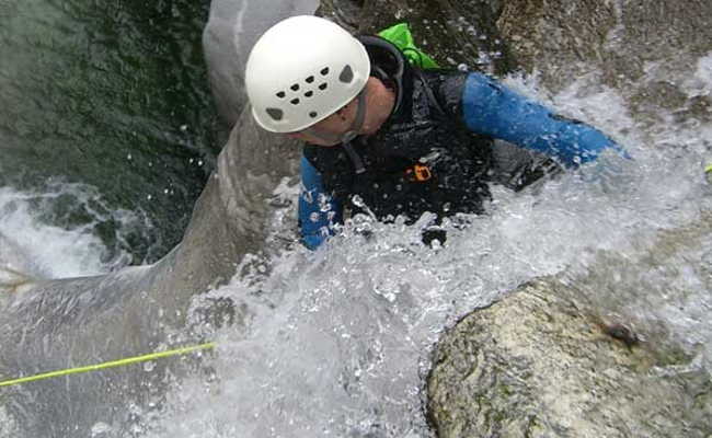 Abseiling in the waterfall