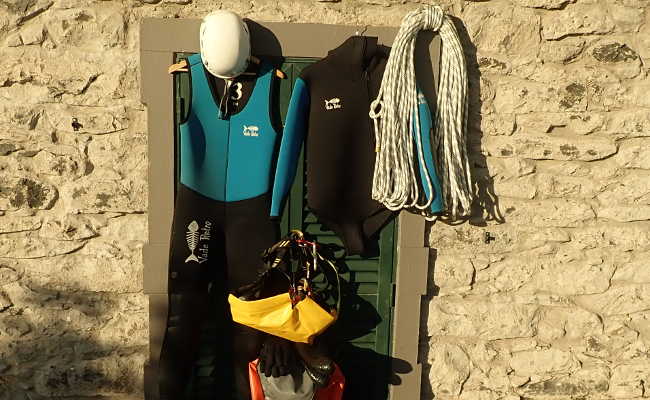 Das Material zum Canyoning