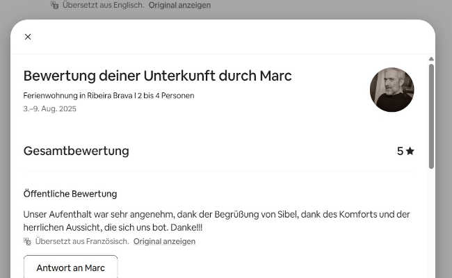 Bewertung, Fewo