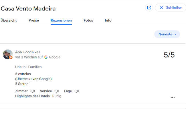 5 Sterne bei Google