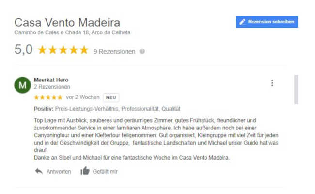 Bewertung Casa Vento Madeira