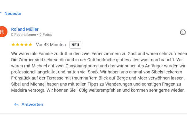 Rezension Google Zimmer Madeira
