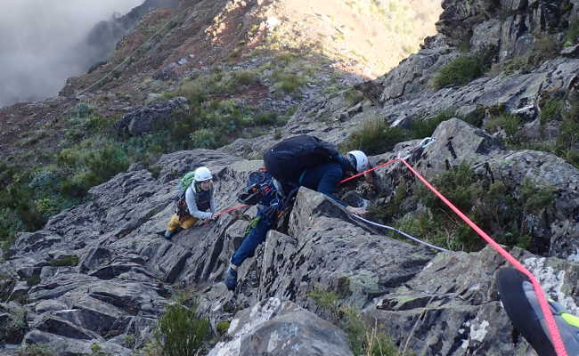 Die erste Länge auf den Pico Cidrao Pico Cidrao, Madeira