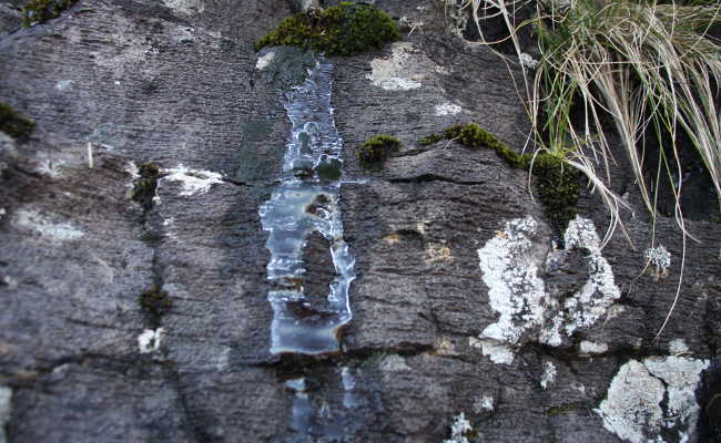 Eis während der Wanderung