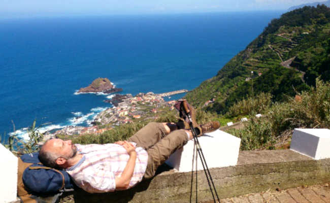 Kurze Rast nach der anstrangenden Wanderung! Wanderpause Madeira