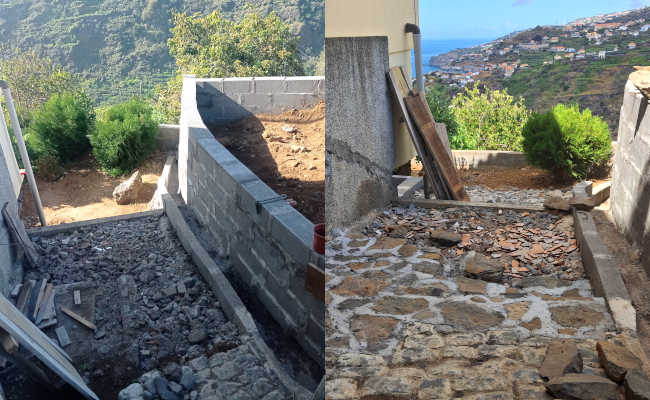 Der Weg ist bald fertig! Gepflasterter Weg