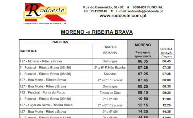 Bus von Moreno nach Ribeira Brava