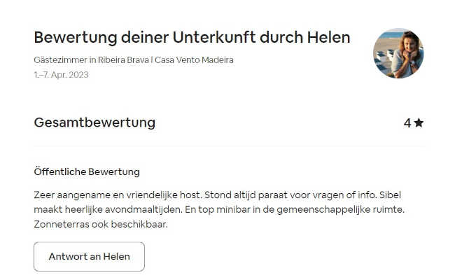 Rating, Rückmeldung Gästezimmer