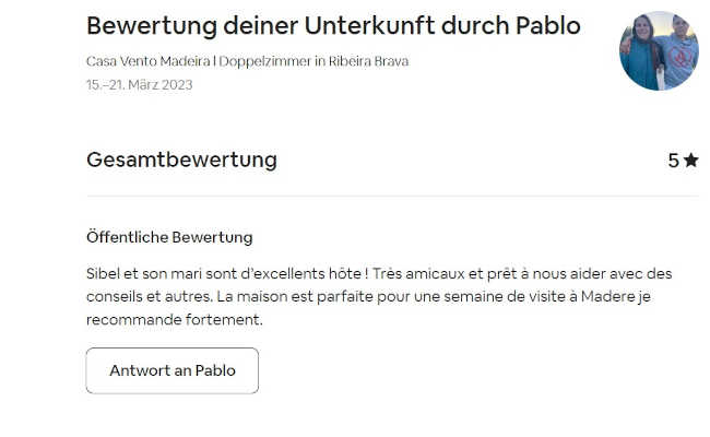 Rating, Rückmeldung Gästezimmer